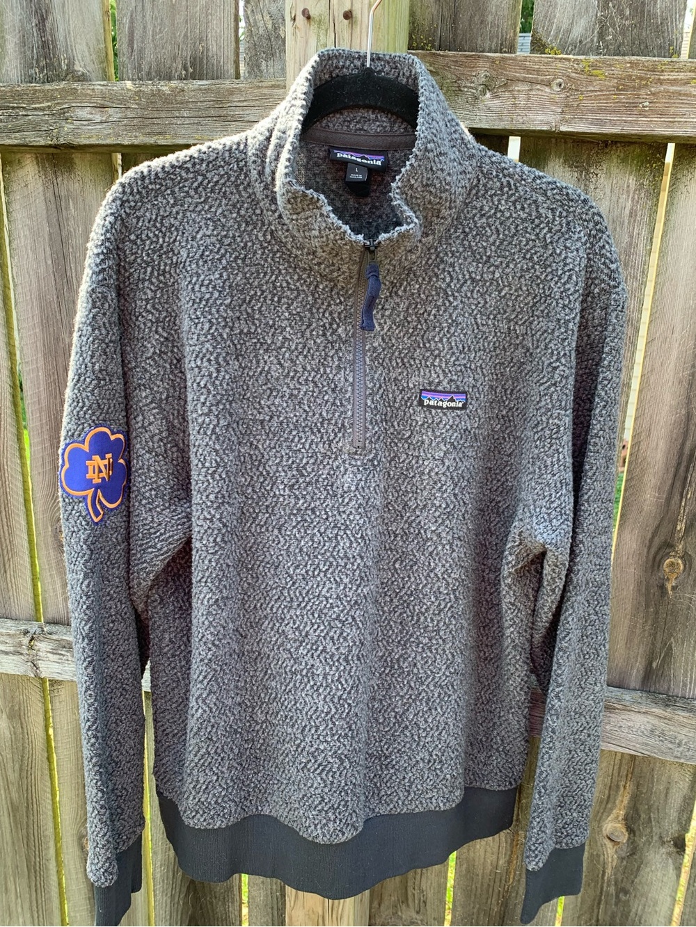 Rare Patagonia Notre Dame Woolyester Worn Wear Shamrock Fleece Pullover